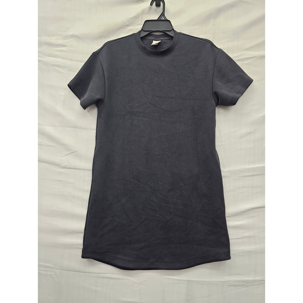 Member's Mark Womens Sandwash Rib Tee Dress Black Polyester Blend Casual Size XS